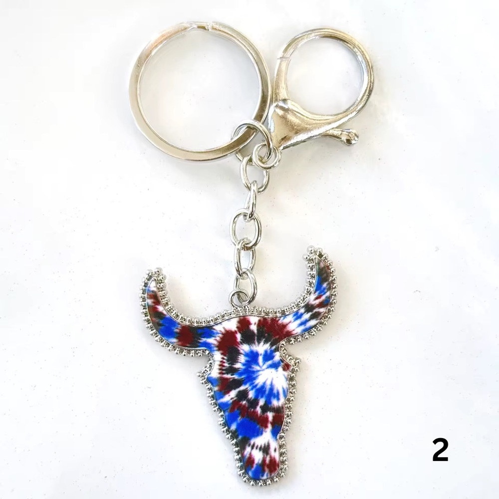❤️Buy Now❤️Western Bull Skull Enamel Bag Charm / Keychain - Picture 3 of 16